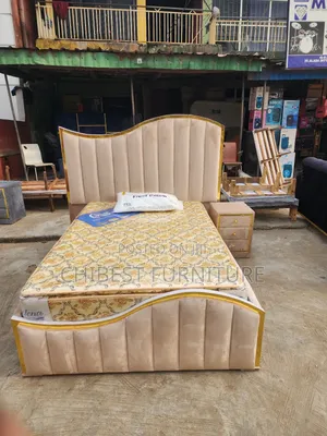 Quality 4.5by6 Upholstery Padded Bed Frame With One Bed Side