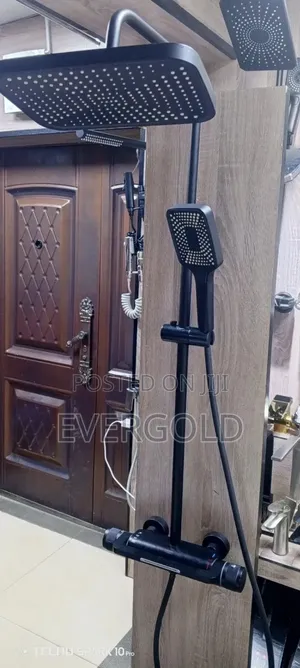 Black Standing Hot and Cold Shower Mixer With Accessories