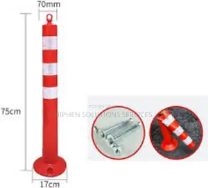 Red White Steel Parking Barrier Posts (76mm)