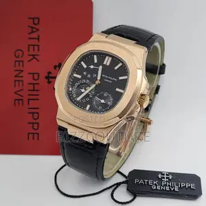 Original PATEK PHILIPPE Chronograph Black Leather Watch