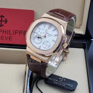 Original PATEK PHILIPPE Chronograph Brown Leather Watch