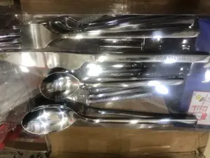 24pcs Silver Stainless Steel Cutlery Set With Iron Stand
