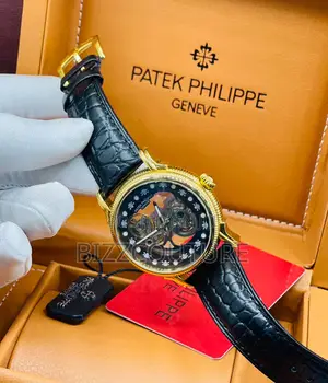 Original PATEK PHILIPPE Mechanical Black Leather Watch