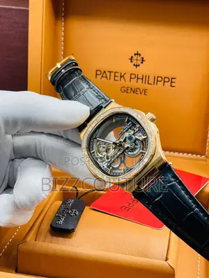 Original PATEK PHILIPPE Mechanical Black Leather Watch