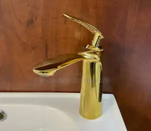 Gold Basin Mixer Cold And Hot Water Tap Bathroom Faucet.