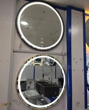 Framed Circle Shape Mirrors With Lights
