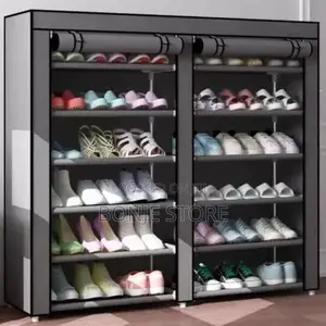 Double Sided Shoe Rack With Dustproof Cover - 6 Tier