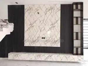 Tv Cladding With a Touch of Black With Marble Board