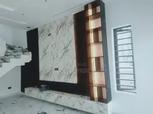 Tv Cladding With a Touch of Black With Marble Board