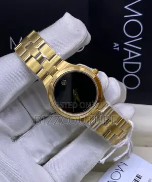 Original Movado Swiss Made Black Dail Gold Chain Watch