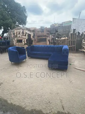 Complete Blue Chesterfield Lshape With Single