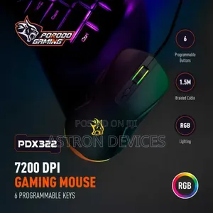 Porodo Gaming Wired Mouse DPI 7200 With RGB Light
