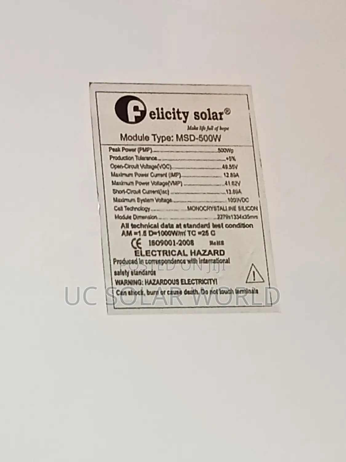 Felicity 500w Panel