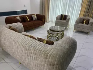 Complete Set Of 8 Seaters Upholstery Padded Sofa Chair