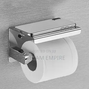Stainless Steel Toilet Paper Holder With Phone Shelf