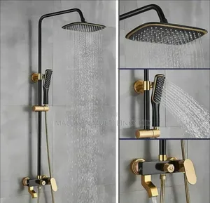 Matte Gold and Black Standing Shower