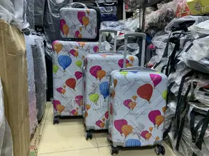 Set of 4 Quality Balloon Design Plastic Travel Luggage