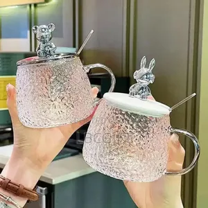 Glass Tea Cup With Lid and Spoon
