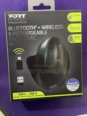 PORT CONNECT Bluetooth Rechargeable Ergonomic Mouse