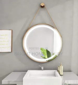 Round Gold Frame Belt Led Mirror