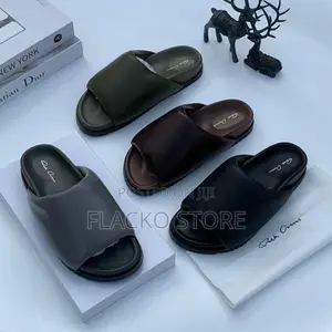 Original Rick Owens Thick Puffy Classic Leather Slippers