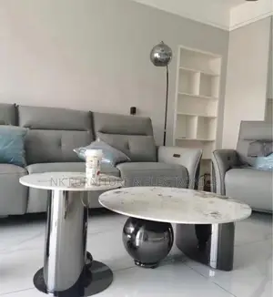 Silver Color Marble Top Center Table