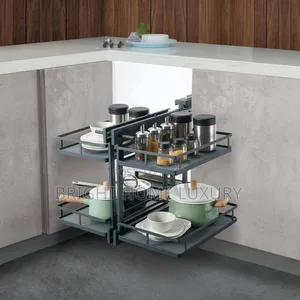 Magic Corner Kitchen Cabinet Pull Out Pot Rack Organizer