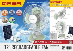 Rechargeable Fan With 2 Bulbs and Solar Panel
