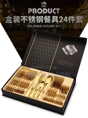 24pc Set of Quality Gold Cutlery Tableware Gift Box
