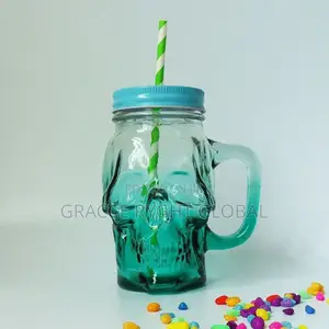 Glass Skull Mason Jar