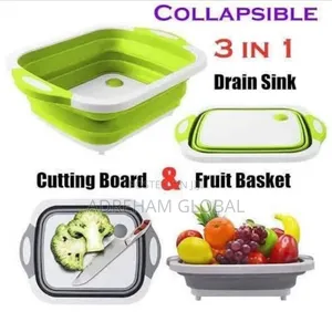 3in1 Collapsible Silicon Cutting Board/Draink /Fruit Basket