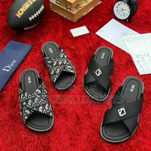 Original Dior Cross Leather Slippers for Men