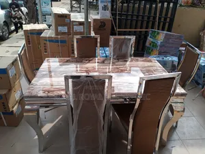 Superior Quality Marble Top 6 Sitter Dining Table Set