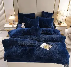 Blue Fur Thick Duvet and Bedsheet