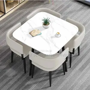 White Marble Top 4 Seater Dining Set