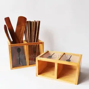Wooden Bamboo Spoon Holder