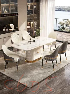 Quality Imported Set of Marble Dining Table With Six Chairs