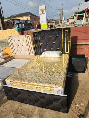 Quality 4.5by6 Upholstery Padded Bed Frame With One Bed Side