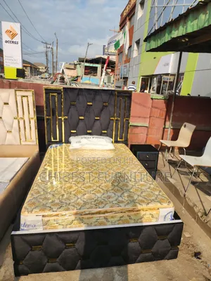 Quality 4.5by6 Upholstery Padded Bed Frame With One Bed Side