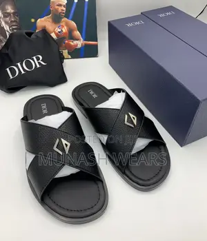 Luxury Dior Calfskin Leather Slipers