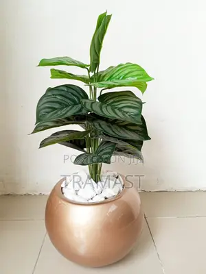 Potted Artificial Green Apple Plant With a Gold Fiberglass P