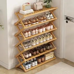 Foldable Shoe Rack Bamboo 5 Tier Shoe Rack Organizer