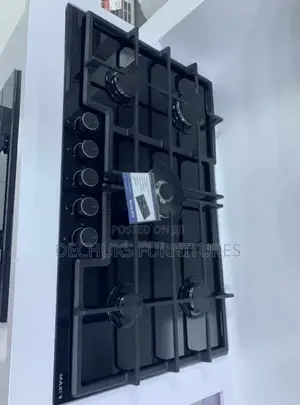 Maxi 5 Burner Gas Hob With Black Glass Body 90/60cm