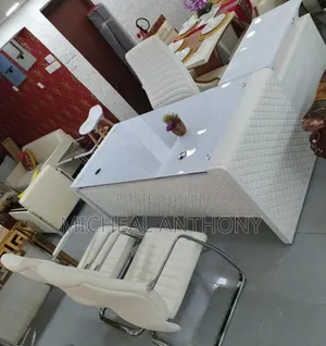 Executive Royal Office Table White Chairs Complete Set