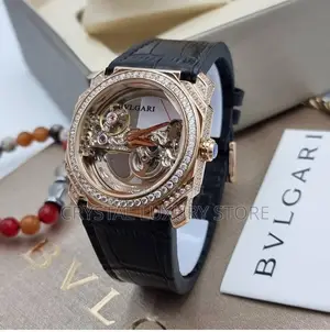 Bvlgari Quality Luxury Men Leather Wristwatch