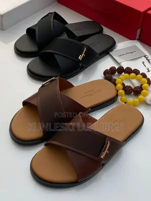 Original Salvatore Ferragamo Men Leather Slippers