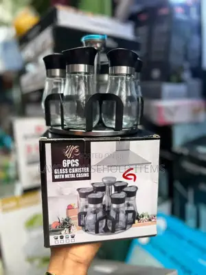 6pcs Glass Canister With Metal Casing
