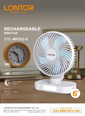 Lontor High Power Rechargeable Table Fan Desk Fan MF032
