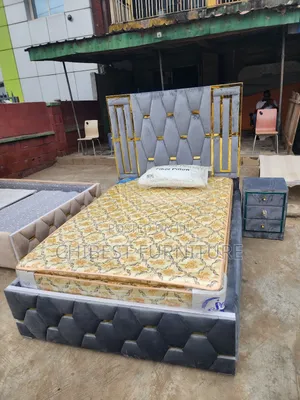 Quality 4.5by6 Upholstery Padded Bed Frame With One Bed Side