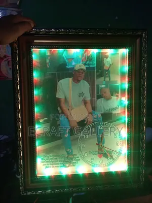 Battery Powered Light Frame With Clock